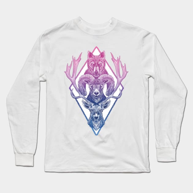 Wolf Ram Hart (Color) Long Sleeve T-Shirt by bovaart